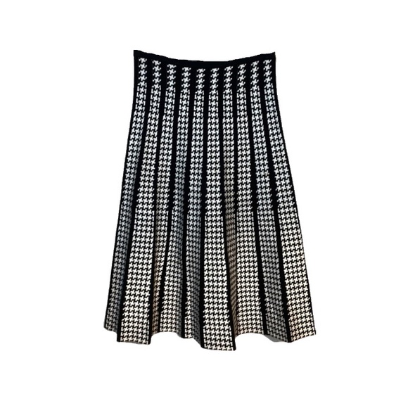 Lapis Dresses & Skirts - Lapis Herringbone Pleated Wool Skirt